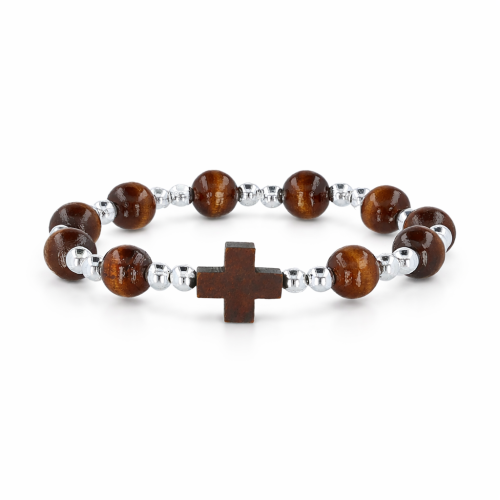 Bransoletka dziesiątka różańca z drewna