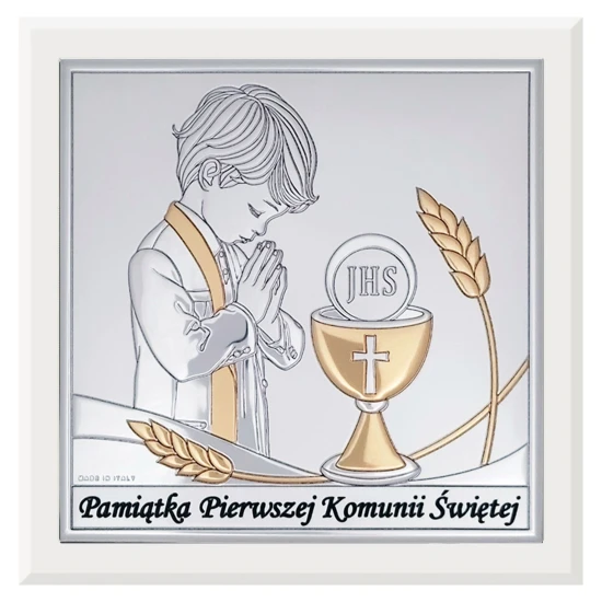 Obrazek srebrny - Pamiątka Pierwszej Komunii Świętej - 15x15