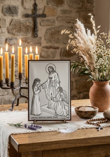 Elegancka pamiątka komunijna wykonana przez włoskiego producenta DONO ITALY.