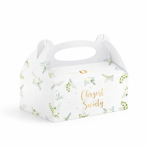 Pudełko na ciasto Chrzest Święty – zestaw 10 szt. (kolekcja Eukaliptus)