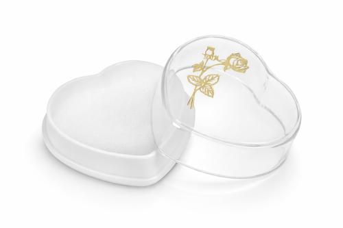 Pudełko na różaniec w kształcie serca.