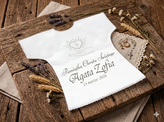 Personalizowana szatka chrzcielna.