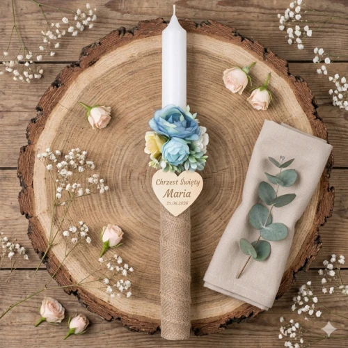 EKO świeca ♻ - zdobienie naturalne - Pamiątka Gromnica