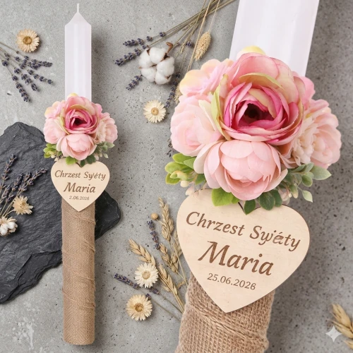 EKO świeca ♻ - zdobienie naturalne - Pamiątka Gromnica