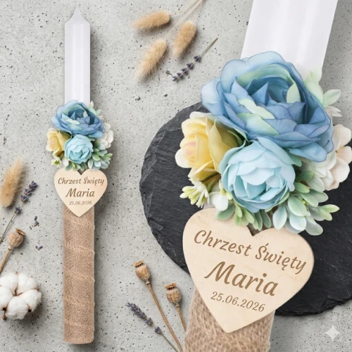 EKO świeca ♻ - zdobienie naturalne - Pamiątka Gromnica