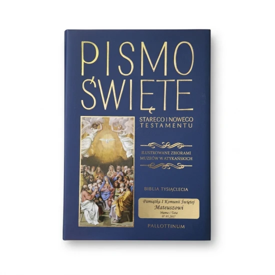 "Biblia Tysiąclecia" w eleganckiej GRANATOWEJ oprawie z grawerem