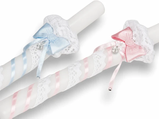 Świeca chrzcielna Koronkowa Elegancja™ z kryształkiem Preciosa®