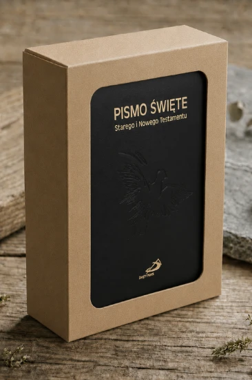 Pismo Święte  skórzana oprawa z suwakiem i paginatorami w zestawie z pudełkiem