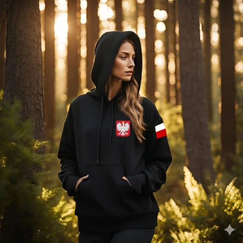 Bluza Orzeł Biały – czarna hoodie symbol narodowy