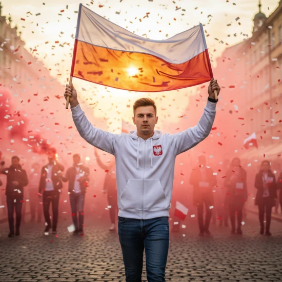 Bluza Orzeł Biały – biała hoodie symbol narodowy
