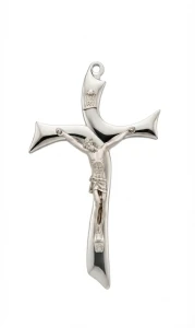 Krzyż metalowy nowoczesny w kolorze srebrnym - 10,5cm