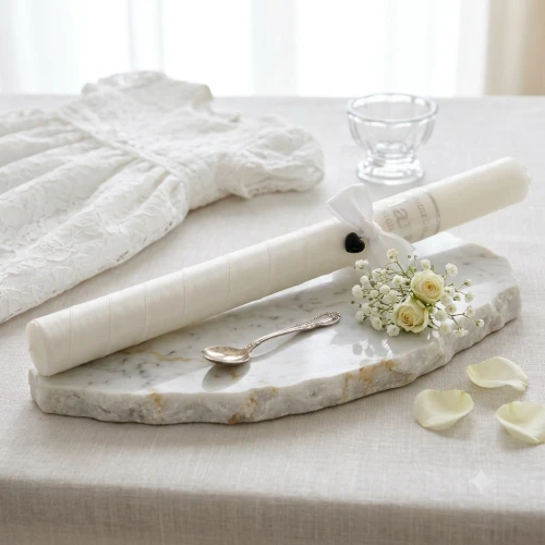 Imienna świeca sakramentalna SacraStone™ LIGHT – Onyks Czarny | Chrzest i Komunia
