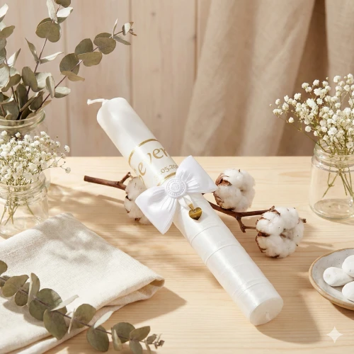 Imienna świeca sakramentalna SacraStone™ LIGHT – Tygrysie Oko | Chrzest i Komunia
