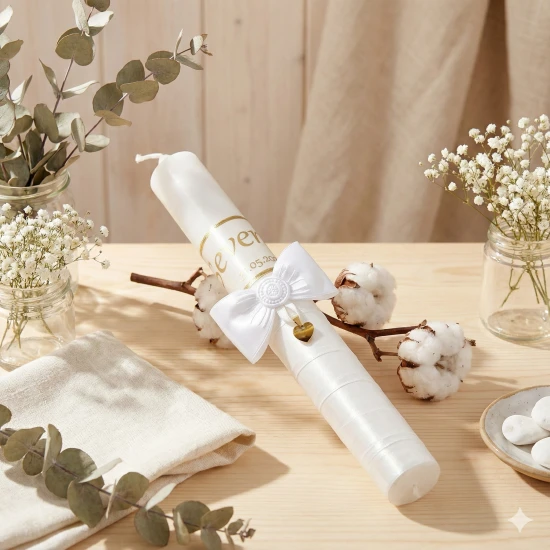 Imienna świeca sakramentalna SacraStone™ LIGHT – Tygrysie Oko | Chrzest i Komunia