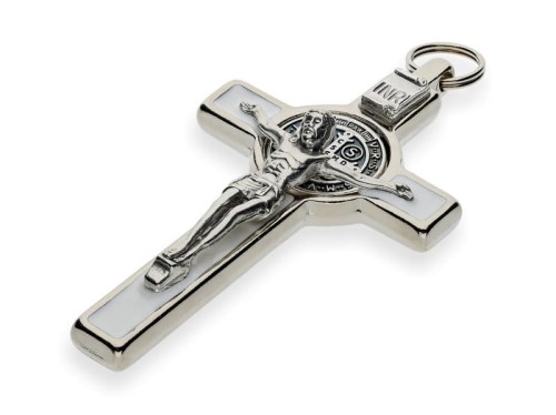 Krzyż św. Benedykta - biały 8cm