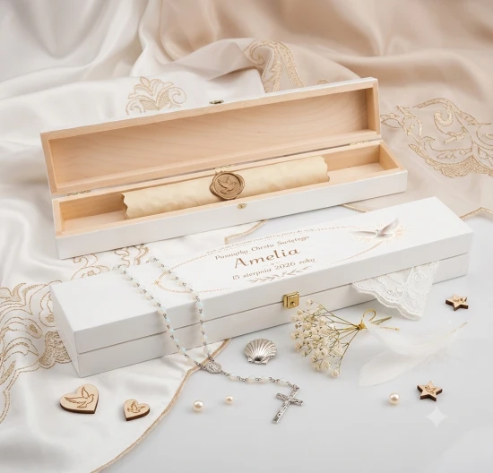 Drewniane etui na świecę chrzcielną LUMEN™ z personalizacją