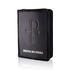 Etui skórzane do modlitewnika Droga do Nieba - zwykła, kolor czarny