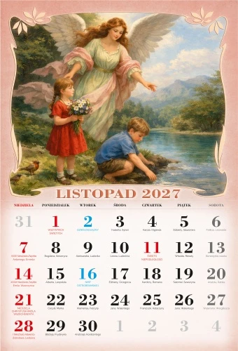 Kompozycja 12 ilustracji sprawia, że wraz z kolejnymi miesiącami zmienia się również obraz zdobiący kalendarz.