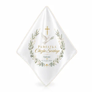 Szatka chrzcielna COLUMBA™ z gołębicą i krzyżem – personalizowana