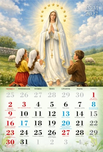 Format 20 × 29,5 cm jest poręczny i dobrze sprawdzi się jako kalendarz ścienny do domu, biura lub pomieszczeń parafialnych.