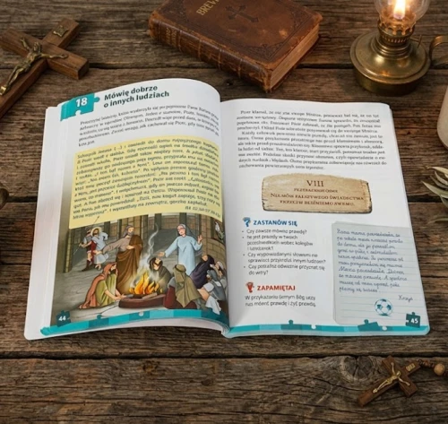 Materiał obejmuje ilustracje, fotografie, teksty biblijne i krótkie wyjaśnienia.