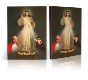 Ikona religijna Jezu Ufam Tobie – Św. Jan Paweł II i Św. Faustyna z certyfikatem