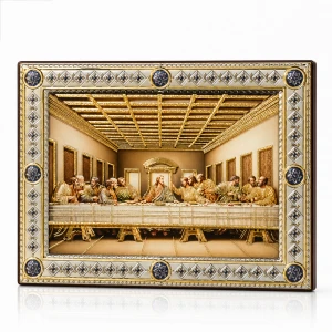 Ikona Ostatniej Wieczerzy za szkłem – bogate złocenia 24 × 29 cm