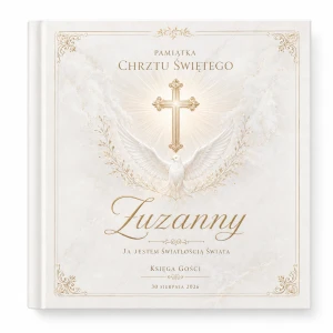 Księga Chrztu Świętego SACRA™ z gołębicą – personalizowana księga gości