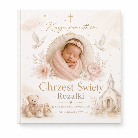 Księga Chrztu ze zdjęciem dziecka DZIECKO BOŻE™ – personalizowana księga gości