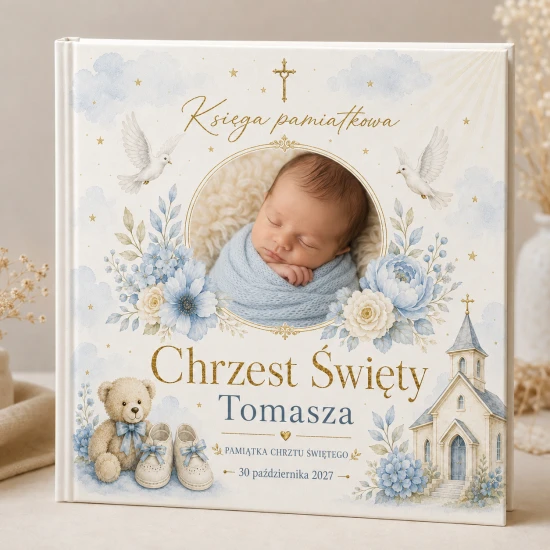 Księga Chrztu ze zdjęciem dziecka DZIECKO BOŻE™ – personalizowana księga gości