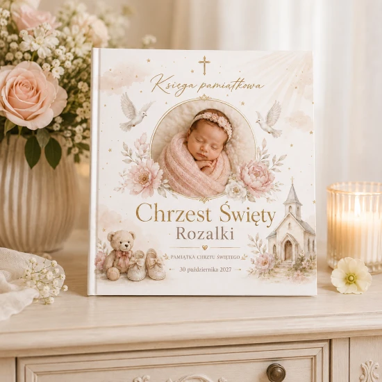 Księga Chrztu ze zdjęciem dziecka DZIECKO BOŻE™ – personalizowana księga gości