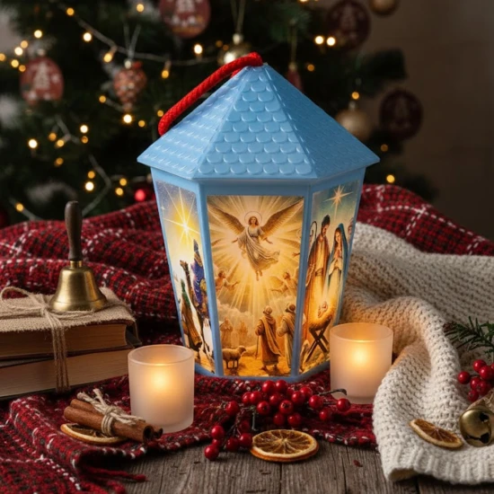 Lampion plastikowy LED na Roraty – niebieski