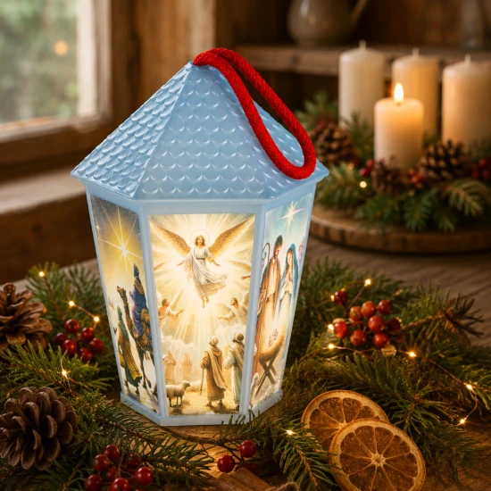 Lampion plastikowy LED na Roraty – niebieski