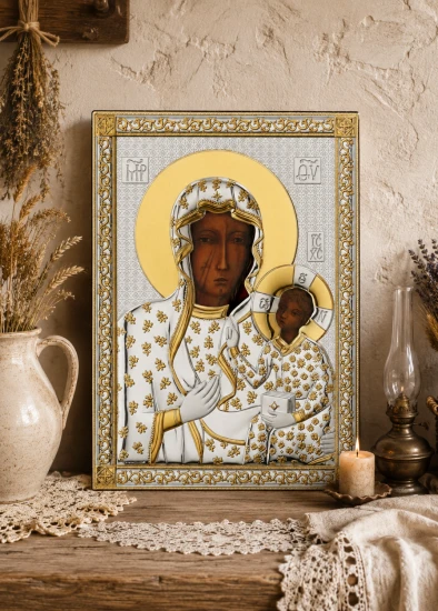 Obrazek srebrny IKONA Matka Boża Częstochowska