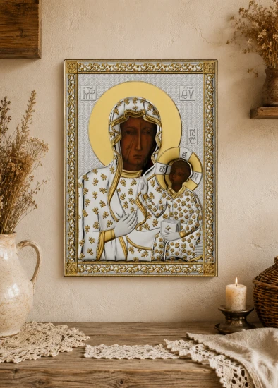 Obrazek srebrny IKONA Matka Boża Częstochowska