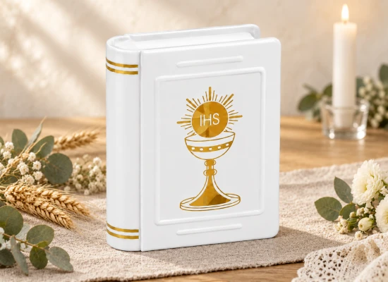 Łącznik w kształcie kielicha z symbolem IHS nawiązuje do Eucharystii.