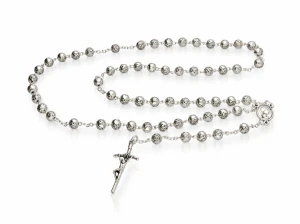 Różaniec włoski z motywem róży papieskiej – metalowy, 6 mm