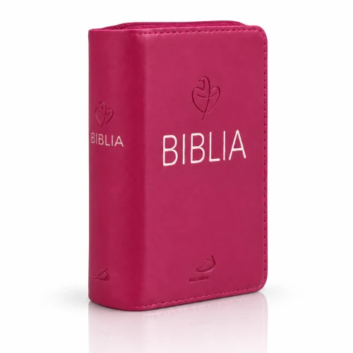 Biblia Tabor w malinowej oprawie z zamkiem