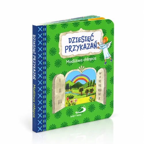 Kartonowa książeczka przedstawia Dziesięć przykazań w wersji przygotowanej dla chłopca.