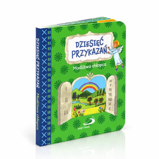 Kartonowa książeczka przedstawia Dziesięć przykazań w wersji przygotowanej dla chłopca.