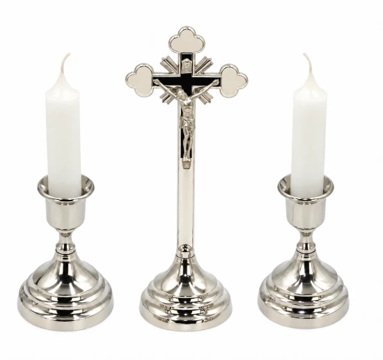Komplet kolędowy metalowy tradycyjny - srebrny 19cm 