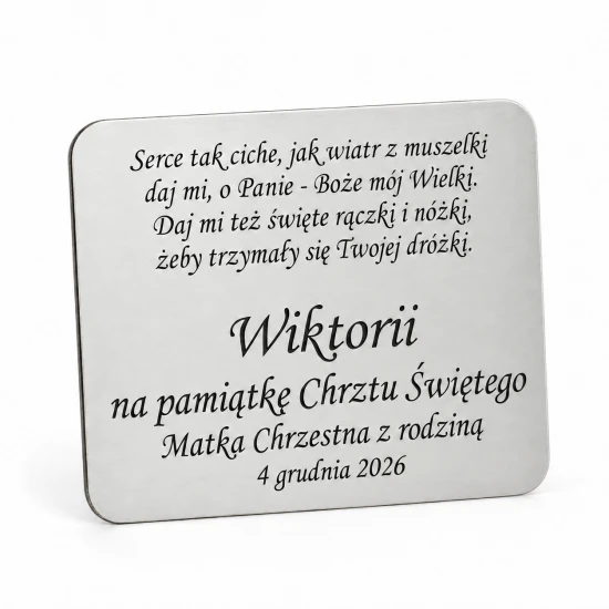 Dedykacja na tabliczce - Monotype Corsiva