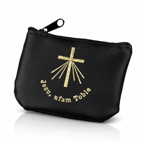 Etui na różaniec z eko skóry „Jezu, ufam Tobie”
