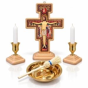 Komplet kolędowy 2w1 - San Damiano na drewnie bukowym
