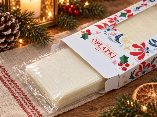 Opłatek wigilijny - 10 dużych opłatków w kartoniku - edycja świąteczna