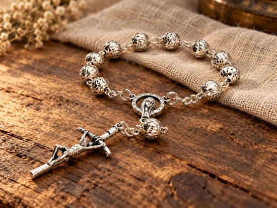 Różaniec włoski z „Różą Papieską” 10tka, kulka 6mm