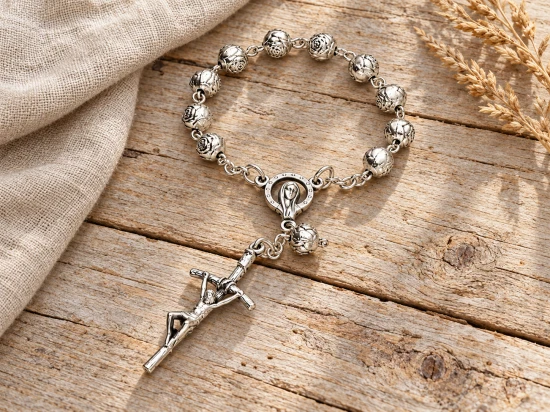 Różaniec włoski z „Różą Papieską” 10tka, kulka 6mm