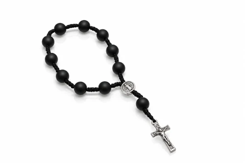 Dziesiątka różańca benedyktyńskiego z Onyksu matowego