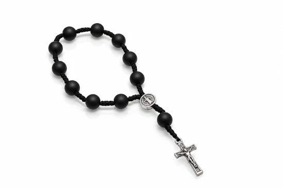 Dziesiątka różańca benedyktyńskiego z Onyksu matowego