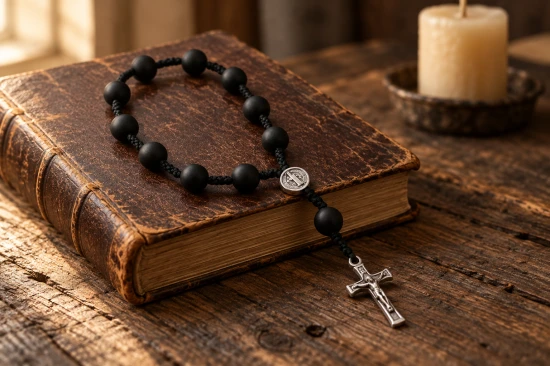 Dziesiątka różańca benedyktyńskiego z Onyksu matowego